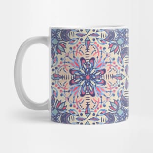 Protea Pattern in Blue, Cream & Coral Mug